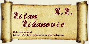 Milan Mikanović vizit kartica